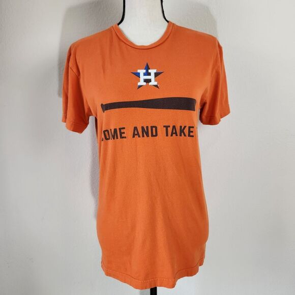 2019 Houston Astros Baseball Size Small Orange Come And Take It MLB Cotton Shirt - Picture 2 of 13